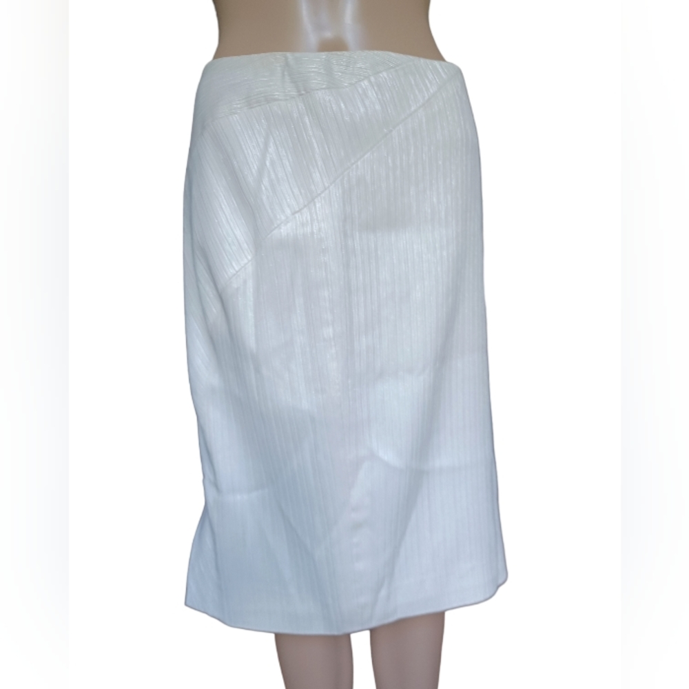 Gianni Versace Womens White Reflective Straight Pencil Skirt Knee Length Size 44 - Picture 4 of 9